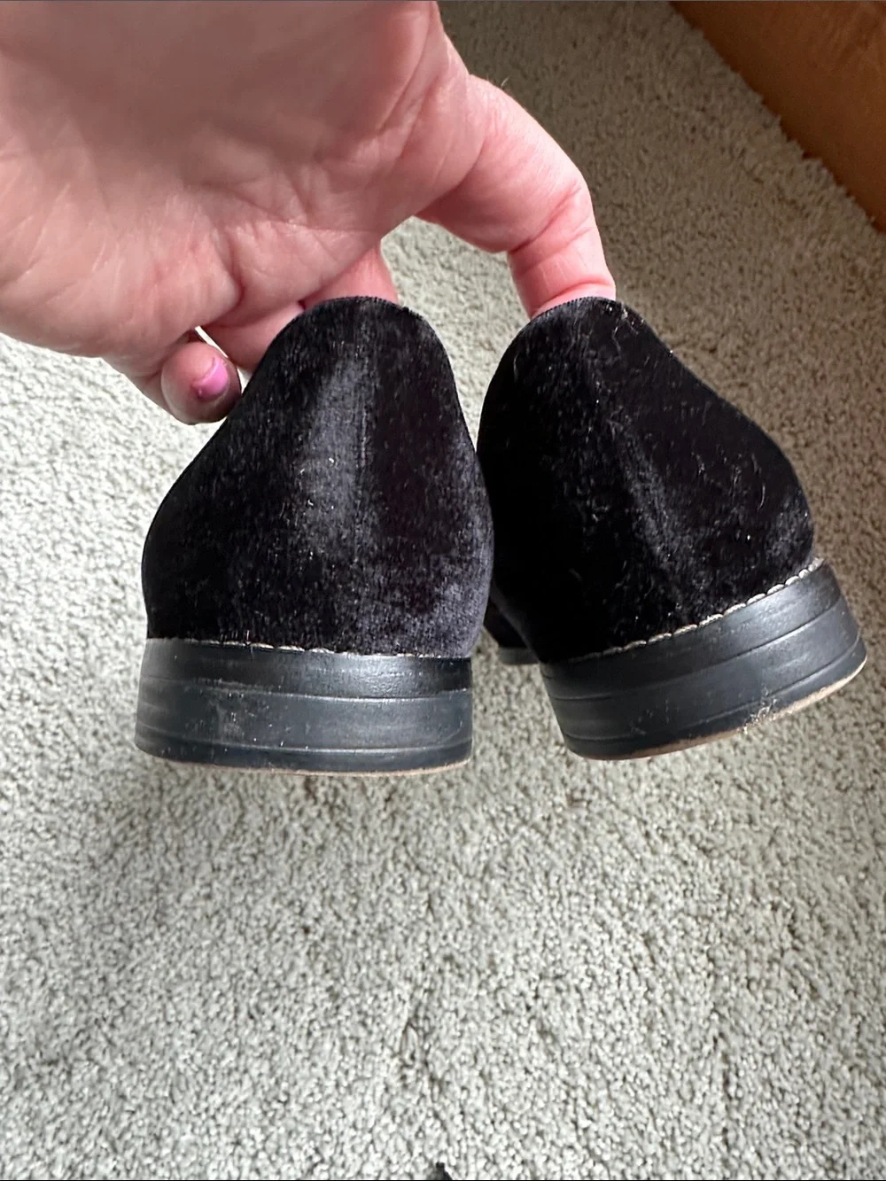 Women’s Franco Sarto Black Velvet Penny Loafers Size 9